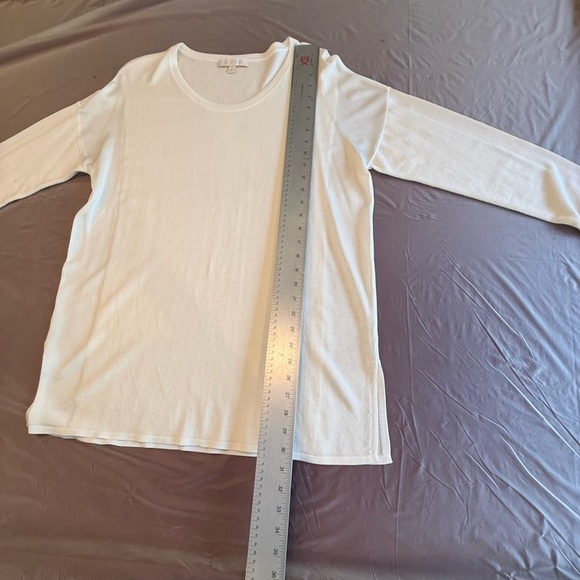 Etcetera by Carlisle Ivory Long Sleeve Lightweight Silk Blend Sweater Size XL - Picture 7 of 11